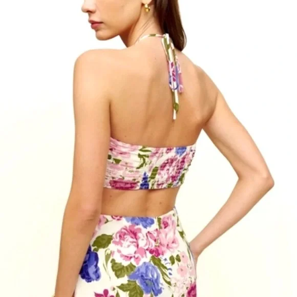 🌺🎉HP🎉🌺 NWT Reformation Riya Cutout Floral Print Halter Dress - Picture 8 of 13